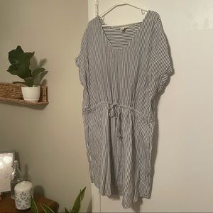 Pinstripe Plus Size Dress with Pockets